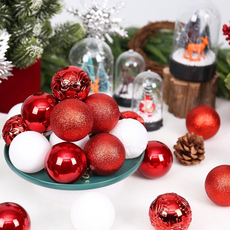 RoseCraft 30PCS Christmas Ball Ornaments, 2.36" Red/White Shatterproof Ornaments Set for Christmas Tree Hanging Decorations, for Home Holiday Xmas Party Decor. - Image 4